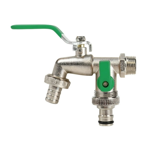 Outdoor Garden Faucet Splitter Brass – 1 Inlet 2 Outlets Hose Bib for Yard, Courtyard, Balcony, Frost Proof, Leak Proof
