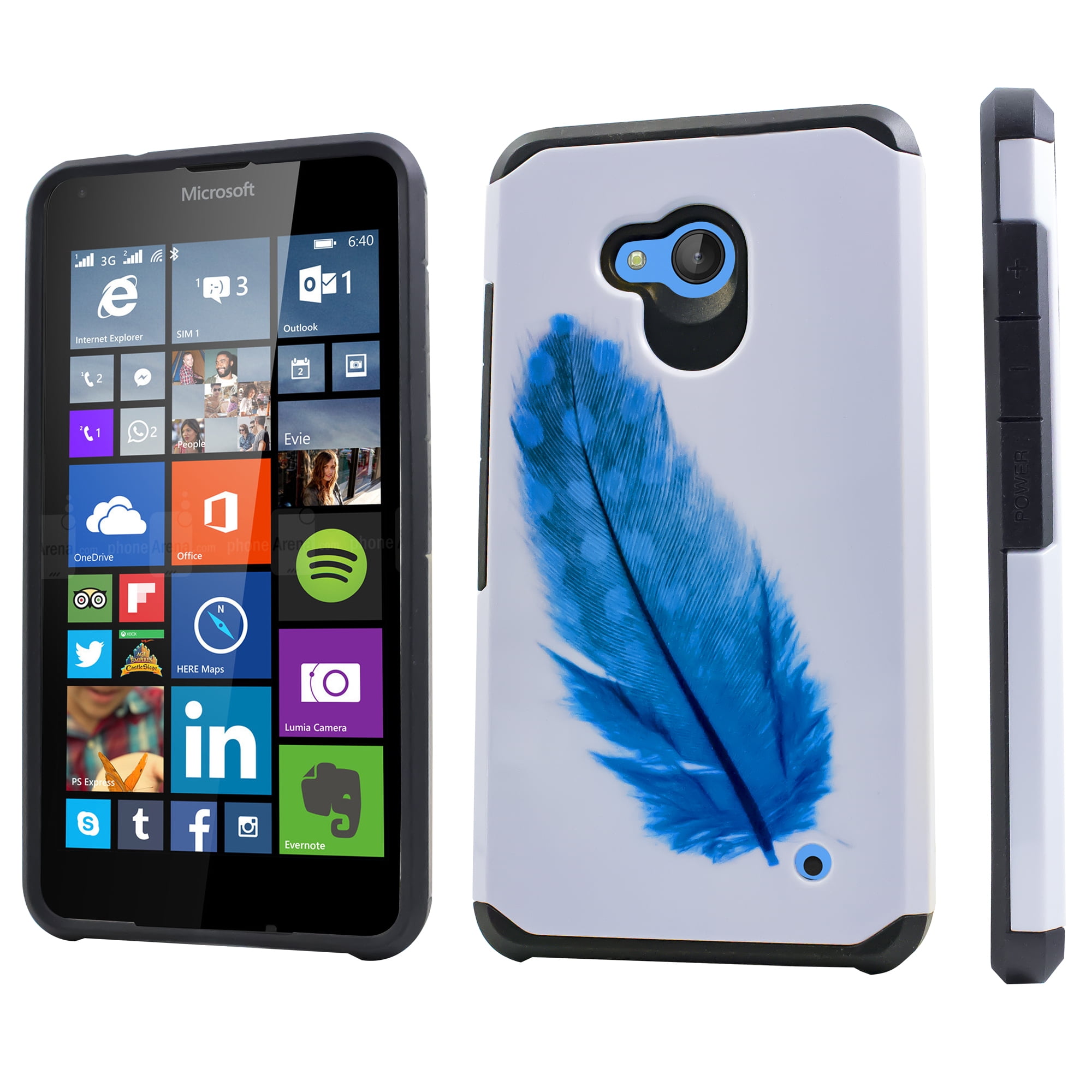 for Microsoft Lumia RM1109 Phone Case Slim Hybrid Dual Layer HardBack Scratch Shield Shock Bumper Feather Blues Walmart.com