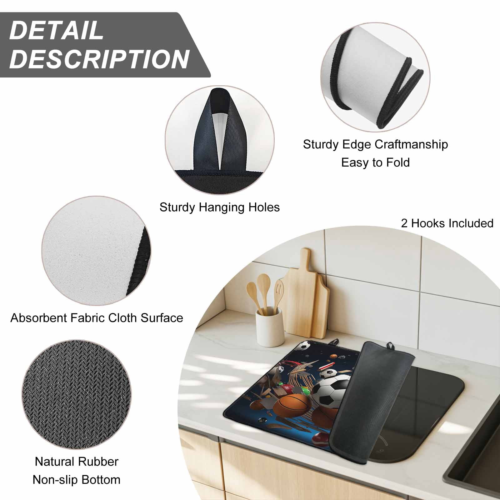 Sports Stove Top Cover for Electric Stove, Heat-proof & Non Slip Glass Top Stove Cover Protector, Football Basketball Baseball Ball Games Kitchen Flat Cooktop Rubber Mat 24x21 Inches