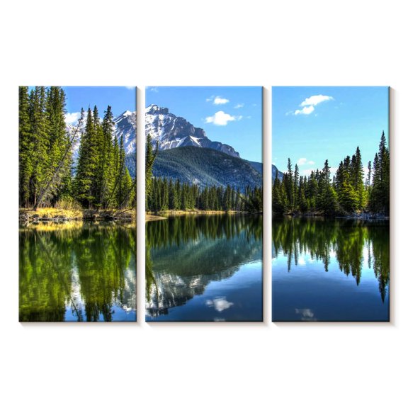 Elephant Stock Banff National Park Wall Art - Horizontal Multi Panel Canvas - Living Room Wall Decor - Nature Multi Panel - Blue And Green Decor - 23" x 14"