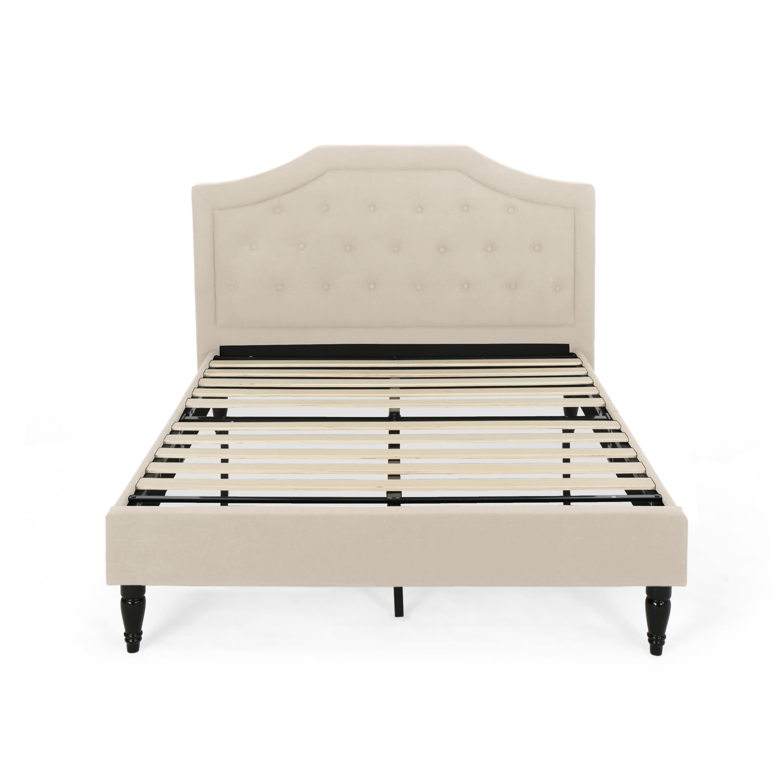 Noble House Ansley Contemporary Fabric Upholstered Queen Sized Bed Set, Beige