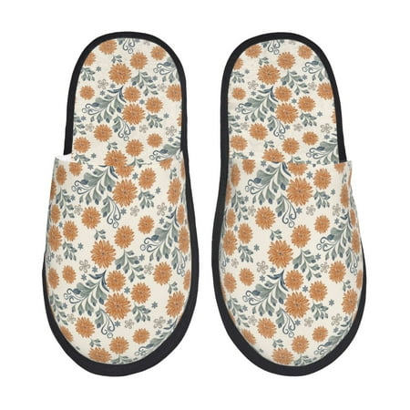 Balery Sunflowers 5 Slient Indoor Furry Fleece Comfort House Shoes Soft Non-Slip Home Shoes Cotton slippers House Slippers-- Large