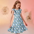 thumbnail image 7 of SGFCWSX Toddler Girls Summer Dress Flutter Sleeve Bunny Print Tiered A-Line Party Casual Swing Dress for Kids Multicolor Size 5T, 7 of 7