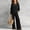 Black, variant on Morttic Women's Casual Loose Two-Piece Set Long Sleeve Round Neck Top & Elastic Waist Wide-Leg Pants with Pockets Wine Red,S