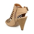 thumbnail image 3 of Delicious BK59 Women Leatherette Peep Toe Strappy Caged Chucky Heel Ankle Bootie Sandal, 3 of 5