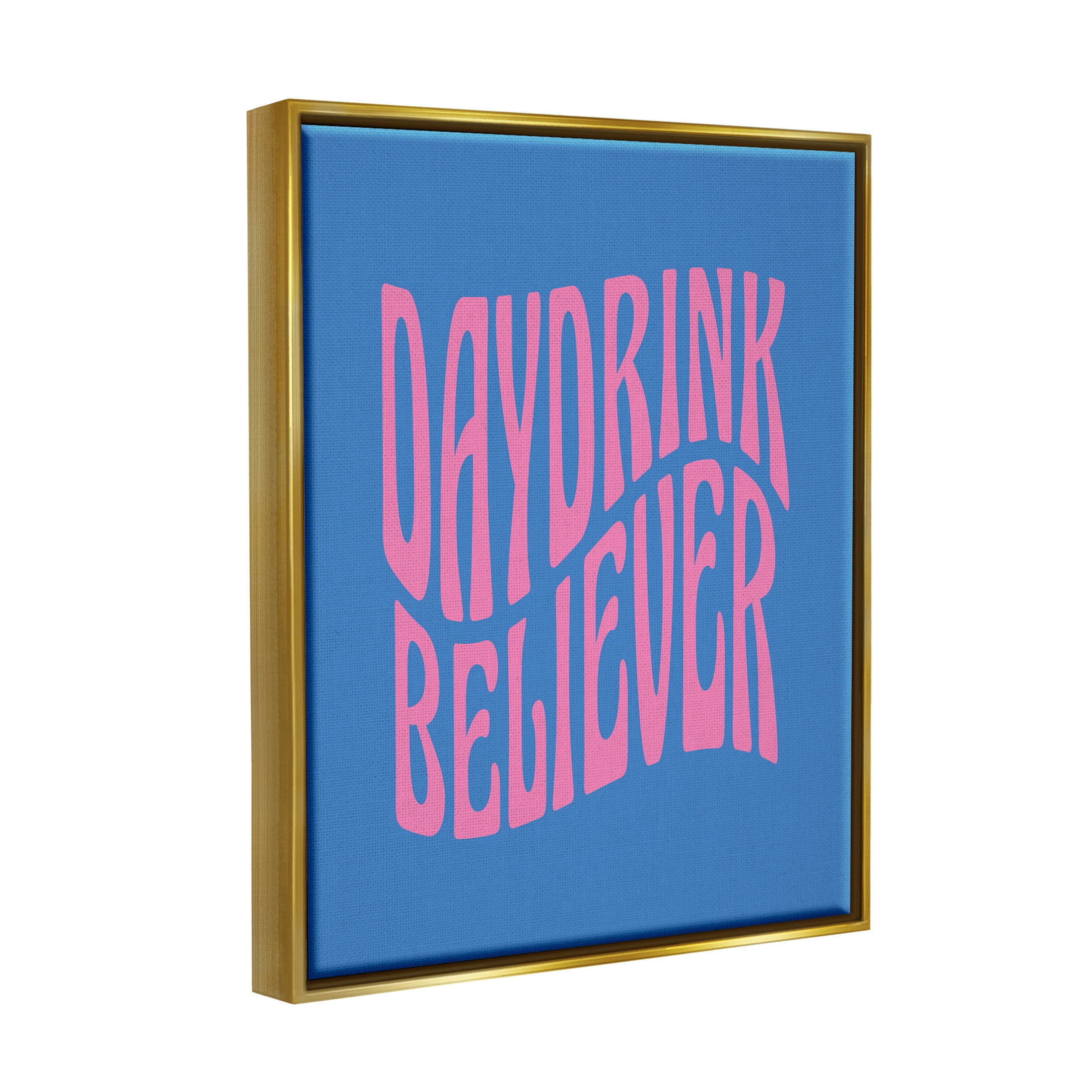 Daydrink Believer Bold Summer Phrase Typography Graphic Art Metallic Gold Framed Art Print Wall Art