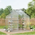 thumbnail image 3 of 6x4 FT Greenhouse Kit for Outdoors – Durable Aluminum Frame, Sliding Lockable Door, Adjustable Roof Vent, Gutter System, Easy Assembly–Original Color, 3 of 8