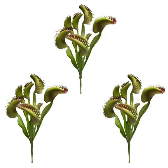3Pcs Artificial Venus Flytrap Plants Lifelike Carnivorous Venus Flytrap Plants Fake Venus Flytrap Plants for Halloween Home Garden Office Decoration
