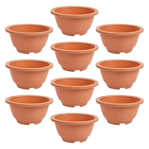 MLINS 10 Pcs Succulent Round Flowerpot Garden Planter Square Plants Brown