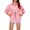 Pink, variant on Women's Oversized Long Sleeve Denim Shacket Fringe Front Lapel Collar Button up Jean Outerwear for Western Festival Party Black S