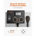 thumbnail image 3 of VEVOR NEMA Splitter for Dryer and EV, 3-Color LED Indicator, 240V Smart Power Distribution, With NEMA 14-30 Plug, NEMA 14-30 & NEMA 14-50 Outlets, Large 3.4-Inch LCD Screen, for Max 24A Dryer or EV, 3 of 9