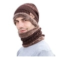thumbnail image 2 of GZWYHT Beanies,Beanie Hats Men's Winter Hat Cap Collar Set Plus Velvet Thick Knit Hat And Muffler Winter Hats,Hats for Men Coffee, 2 of 3