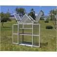 thumbnail image 4 of Adjustable Mini Greenhouse Outdoor Indoor Use, Wood Plant Stand with Metal Frame, Gray Tiered Shelves for Garden Patio Balcony, Compact House for Plants Herbs Veggies, 4 of 8