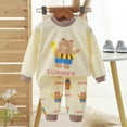 thumbnail image 2 of Gubotare Baby Pajamas Boy Pajamas Sets Comfy Short Sleeve Tops Pants Boys Girls Fall Winter Sleepwear Outfit Set Size 12 18 Months (Beige,12-18 Months), 2 of 4