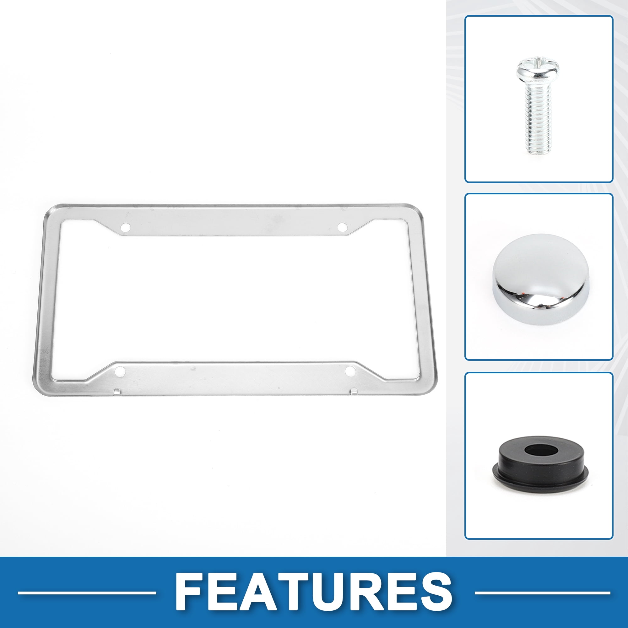 Unique Bargains Stainless Steel License Plate Holder Durable Cover Silver Tone
