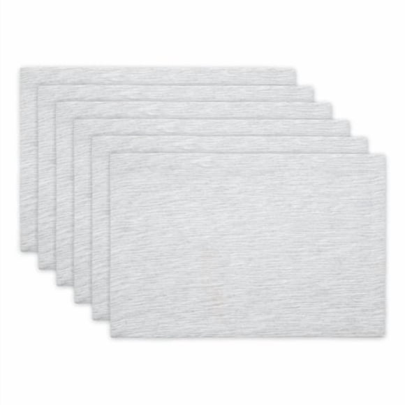 LIGHT GRAY AND OFF-WHITE TONAL RECYCLED COTTON SLUBBY RIB PLACEMAT SET/6