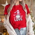 thumbnail image 5 of GaThRRgYP Womens Tops Short Sleeve Prints,Blouse for Women Dressy Casual,Women's Casual Round Neck Short-sleeved Christmas Tree Printed T-shirt Top Red XXXL, 5 of 6