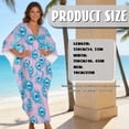 thumbnail image 7 of Xixirimido Blue Peacock Feather Pink Print Women’s Plus Size Beach Kaftan Dress V-Neck Batwing Sleeve Swimsuit Cover Up Flowy Caftan Dress for Pool, Cruise & Resort Wear, 7 of 7