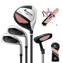 Costway Ultimate Kids Golf Practice Set Junior Complete Golf Club Set, Pink