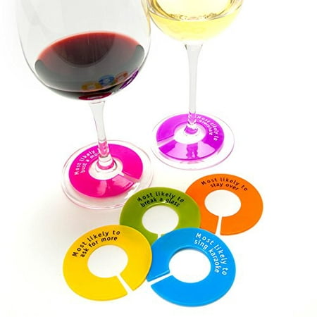 Glass Where - Unique Wine Glass Identifiers and Name Tags - 6 pack - Slogans