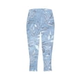 thumbnail image 5 of Feancey Capri Pants for Women High Waist Tummy Control Floral Printed Leggings Summer Casual Gym Workout Tights Dressy Comfy Slim Fit Capris Light Blue L, 5 of 5
