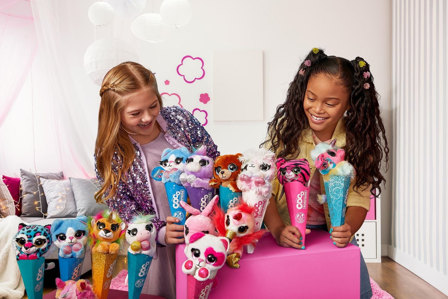 Coco Surprise Neon Plush Toy with Baby Collectible Pencil Topper Surprise in Cone