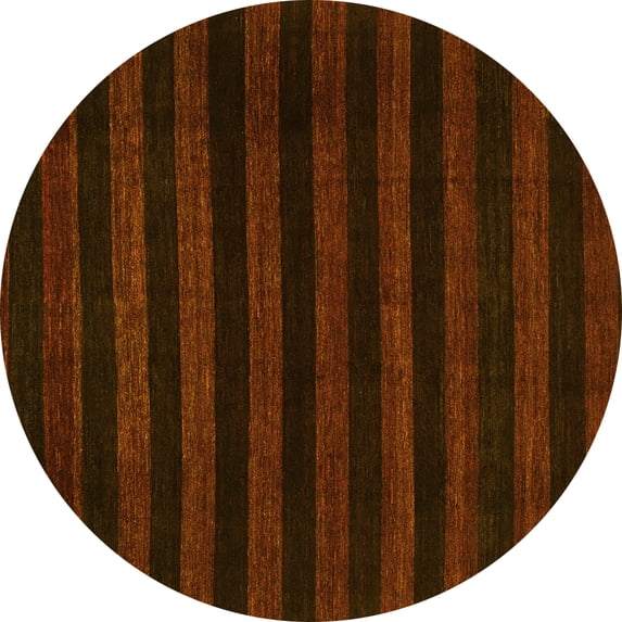 Ahgly Company Machine Washable Indoor Round Abstract Yellow Modern Area Rugs, 6' Round