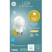 GE LED+ Dusk to Dawn LED Light Bulbs, 8.5 Watt, Soft White, A19 Bulb, Medium Base