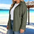 thumbnail image 6 of Craaazy Oversize Button Down Shirt for Women Casual Solid Color Loose Long Sleeve Drawstring Hooded Daily Clothes Gifts, 6 of 7