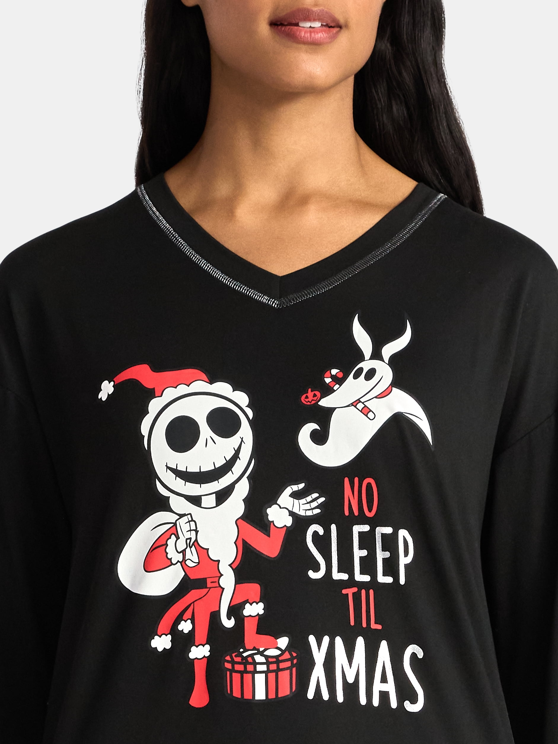 Disney Nightmare Before Christmas Women's Long Sleeve Top and Pants with Socks, 3-Piece Gift Set, Sizes XS-3X