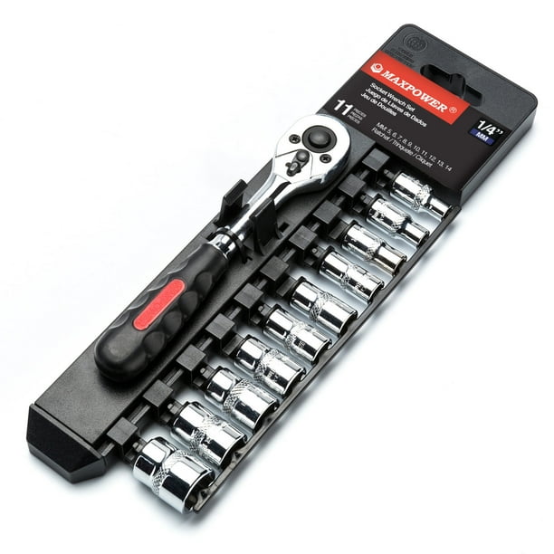 MAXPOWER 11 Piece Metric 1 4 inch Socket Wrench Set Walmart