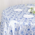 thumbnail image 3 of Efavormart 120 Inch Satin Round Tablecloth, Washable Linen Table Cover, Decorative Silky Fabric for Wedding, Party, Banquet Events - Floral Blue, 3 of 9