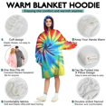 thumbnail image 5 of Colorful Rainbow Tie Dye Spiral Pattern Wearable Oversized Blanket,Wearable Blanket Hoodie for Adults,Cozy Hooded Blankets with Super Pockets,Super Warm Fuzzy Pullover for Women & Men, 5 of 6