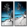 thumbnail image 2 of Designart "Monochrome Serenity Turquoise and Grey Beach III" Coastal Beach Framed Wall Art Set Of 2 - Turquoise Beach Framed Canvas Set For Living Room Decor, 2 of 7