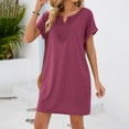thumbnail image 5 of Levmjia Womens Short Sleeve Nightgown V Neck Lace Trim Solid Color Loose Mini Dress With Side Pockets Home Sleep Casual Lightweight Comfortable Daily Indoor Leisure Wear, 5 of 8