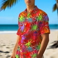thumbnail image 6 of ZCFZJW Men's Hawaiian Shirt Big and Tall Regular Fit Casual Short Sleeve Floral Button Down Graphic T-Shirts Tropical Holiday Beach Vacation Tees Tops Red XXXXXL, 6 of 7