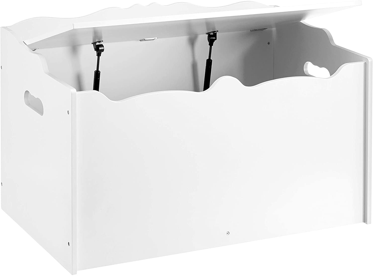 Kids Wooden Toy Storage Chest with Safety Lid, Spacious Organizer for Bedroom, White