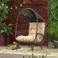 thumbnail image 4 of xCloud Doris Outdoor Wicker Basket Chair with Cushion, Beige, Light Brown, 32.5D x 36.5W x 56.75H, Water-Resistant, Handcrafted for Patio Comfort, 4 of 14