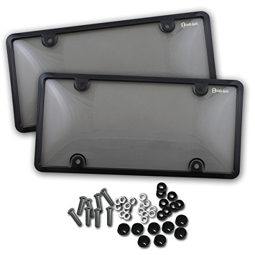 Zento Deals 2 Pieces of Unbreakable License Plate Shield CoversSmoke