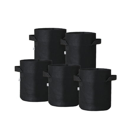 Hydro Crunch 8 in. x 6 in. 1-Gal. Breathable Fabric Pot Bags with Handles, Black Felt Grow Pot