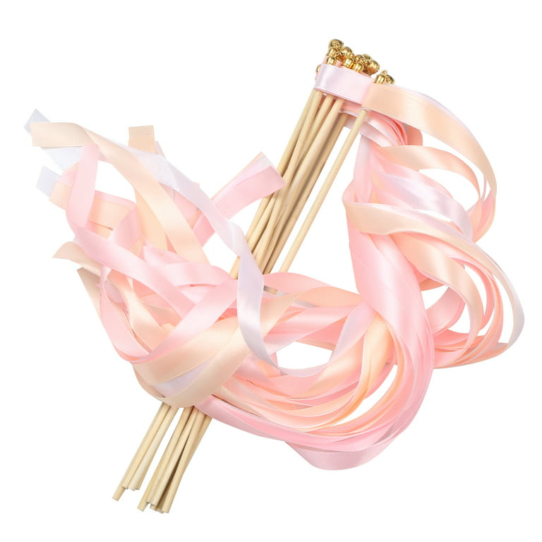 Ribbon Wedding Streamers Wand Wands Fairy Party Silk Stick Favors Sticks  Holiday Lace Guests Ceremony Bell Kids Decor 