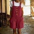 thumbnail image 4 of Purcolt Short Overalls for Women Summer Casual Square Neck Adjustable Strap Button Down Baggy Bib Jumpsuit Comfort Loose Fit Wide Leg Romper With Pockets, 4 of 6