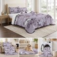 thumbnail image 6 of Quilts Twin XL Size Bedding Set, Japanese Cherry Blossom Lightweight Quilted Comforter, White Crane Purple Pine Branch Cloud Soft Bedspread Coverlet with Pillow Covers for All Season, 68" x 98", 6 of 9