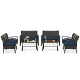 thumbnail image 1 of Costway 8PCS Patio Rattan Wicker Furniture Set Cushioned Sofa Armrest Coffee Table Navy, 1 of 7