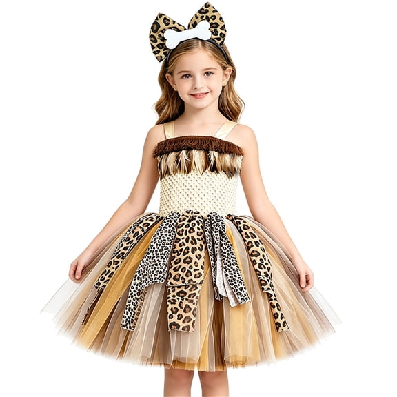 Toddler Girl Halloween Dresss, Enchanting Girls Halloween Dress With Tutu Skirt And Doll Face Headband Playset for Party, Halloween Gifts