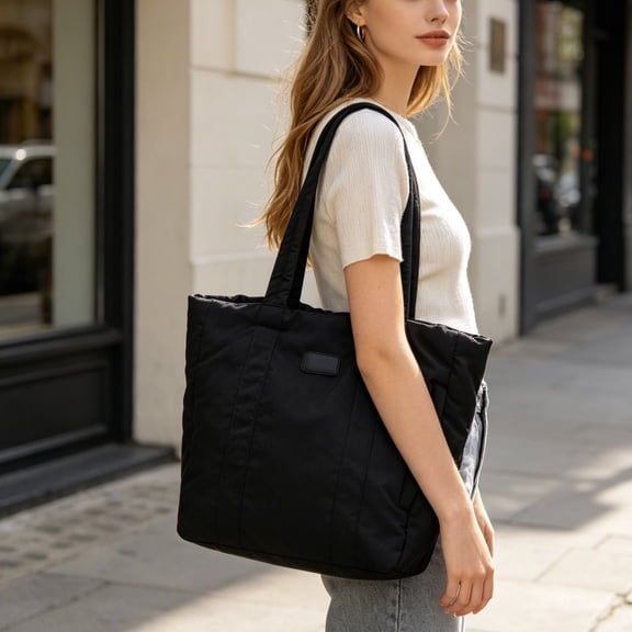 Women's Lightweight Nylon Tote Bag Large Capacity Waterproof Shoulder Bag Handbag for Work College Daily Use