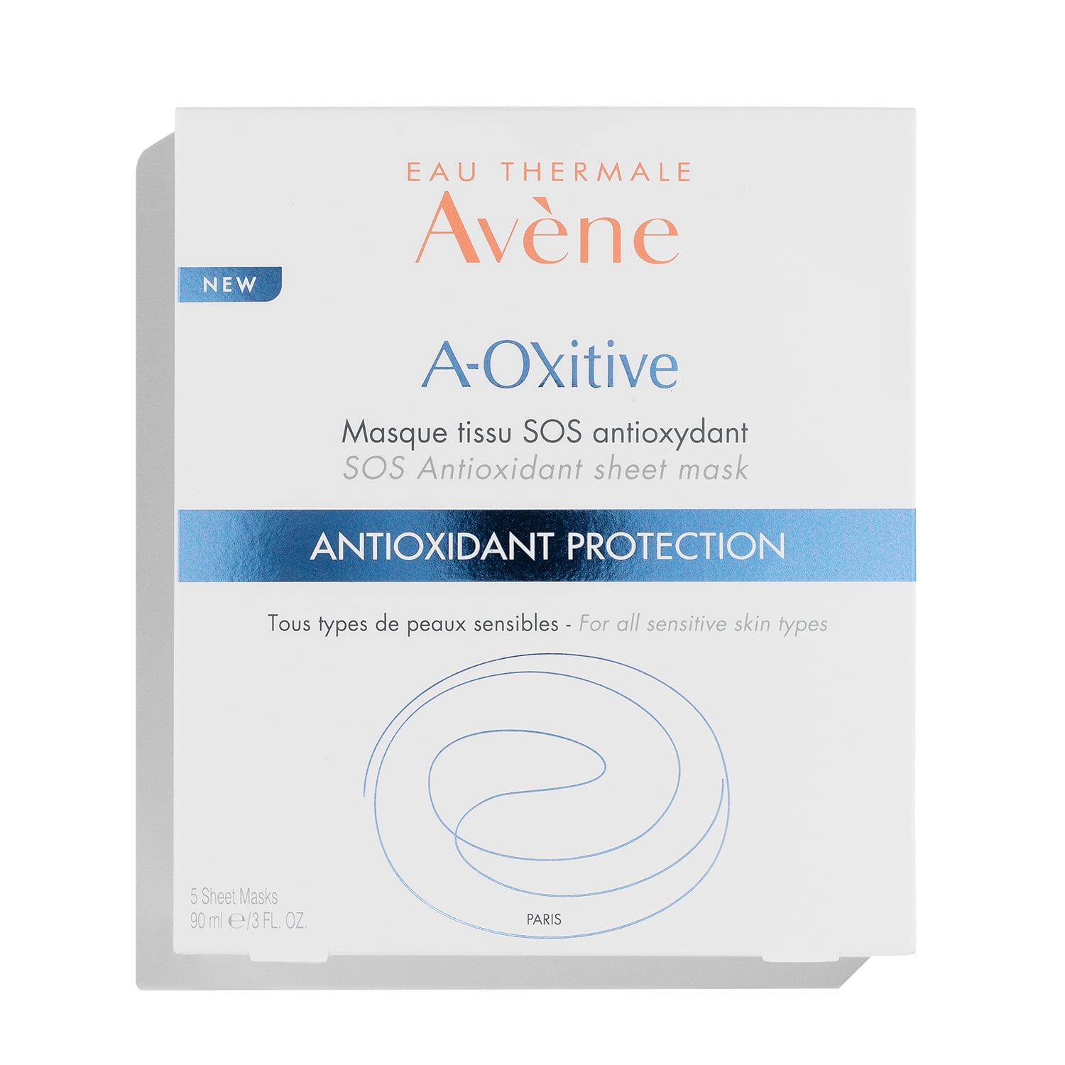 Eau Thermale Avene AOxitive SOS Antioxidant Sheet Mask, Vitamin C & E, Hyaluronic Acid, 3 fl oz