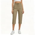 thumbnail image 2 of Bloomae Women's Cargo Capris Lightweight Quick Dry Hiking Travel Capris Summer Casual Drawstring Elastic High Waist Cropped Pants with Multi-Pockets, 2 of 9