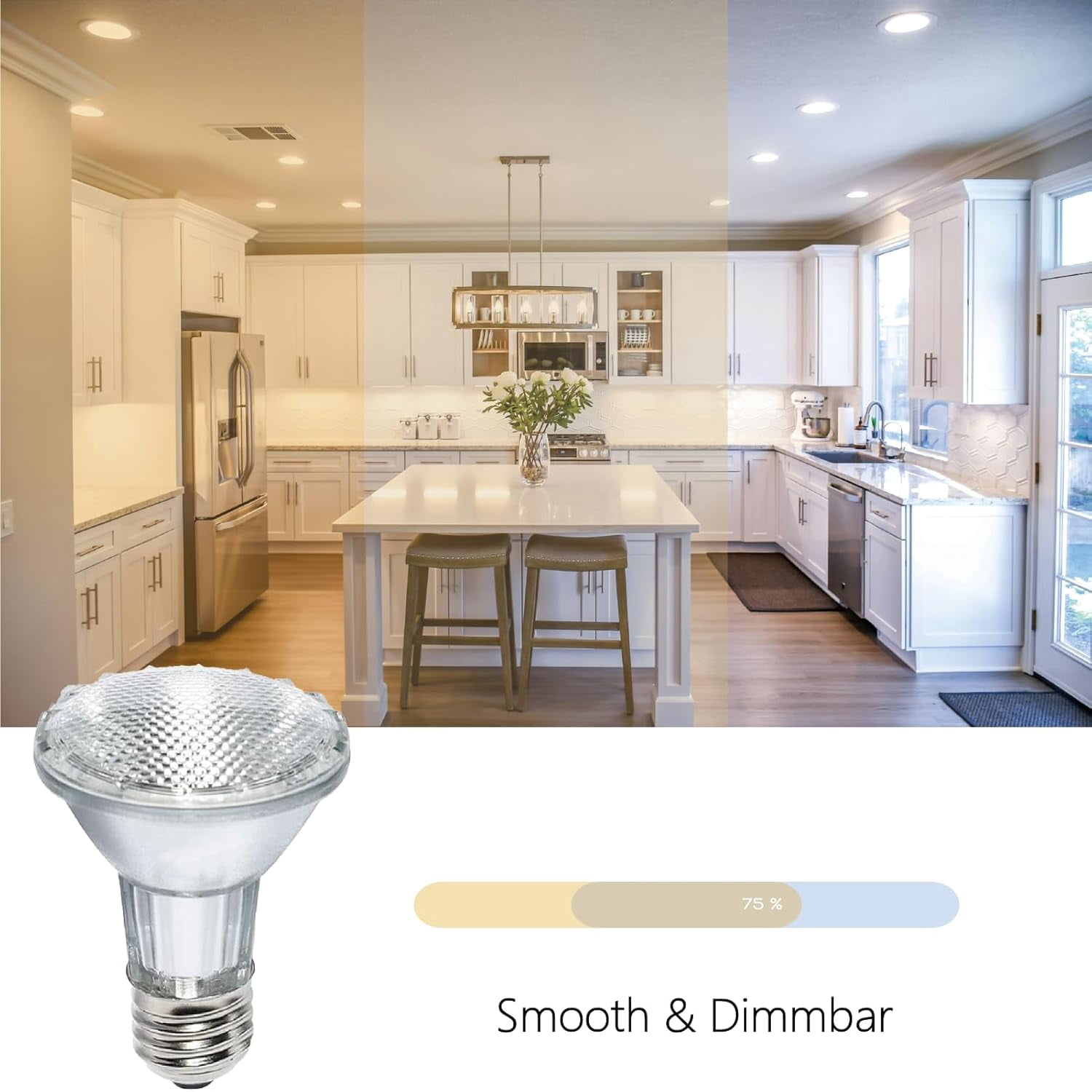 PAR20 Halogen Light Bulbs 6 Pack 120V 50w Dimmable, E26 Medium Base Flood Light Bulbs with 3000k Warm White,High Output Reflector for Kitchen Oven Light Bulb and Range Hood Light Bulb.