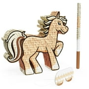 Horse Pinata Bundle with a Blindfold and Bat ― Hand Made Extra Small Sized Pinata For Birthday Parties, Kids Carnival and Related Events ― Small Pinata Holds Up to 2 lbs of Candy
